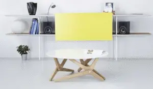Mueble transformable en mesa de centro y mesa de comedor