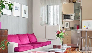 Cortina de separación entre salón y cocina