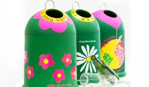 Mini-contenedores de flores para reciclar vidrio
