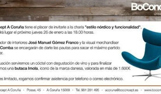 Charla sobre "estilo nórdico y funcionalidad" y sorteo en BoConcept A Coruña