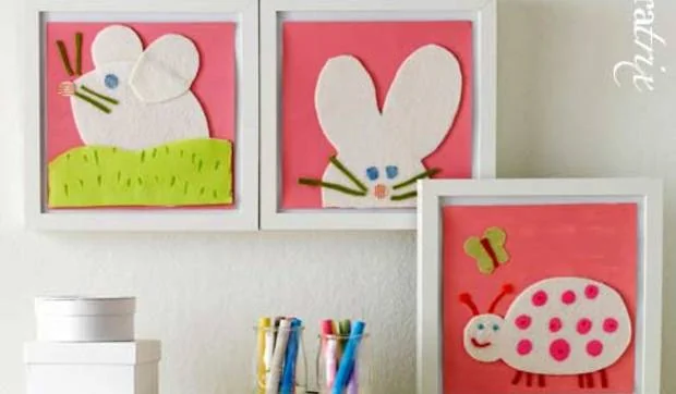 Cuadros infantiles con recortes de tela