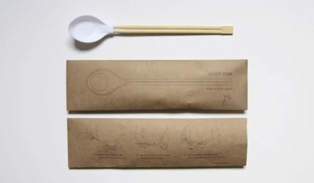 Cuchara y palillos chinos, dos en uno