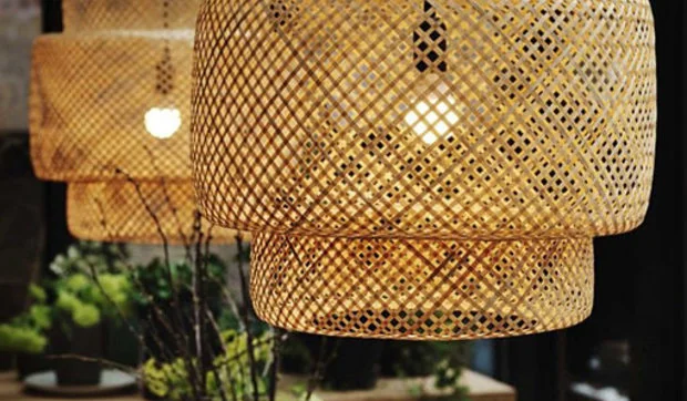Decorar con lámparas de fibras naturales