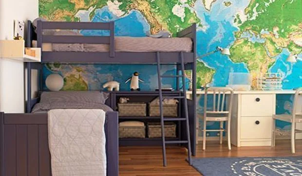 Dormitorio juvenil con Mapamundi