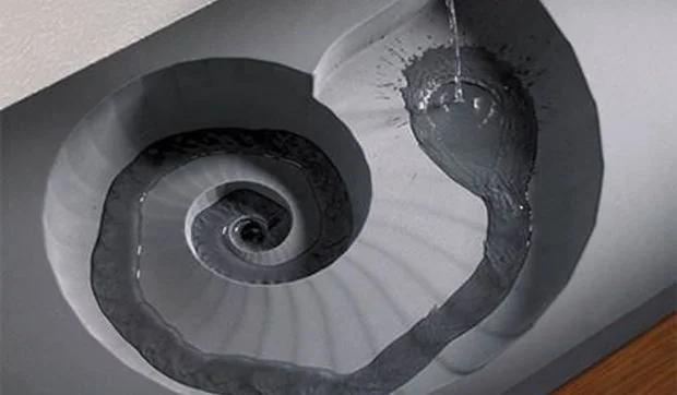 Lavabo con forma de fósil