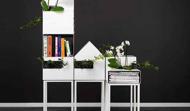 Librería con florero