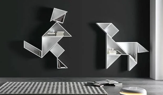 Librería inspirada en el juego del Tangram