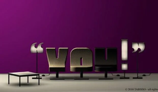 Muebles con forma de letras y signos de puntuación