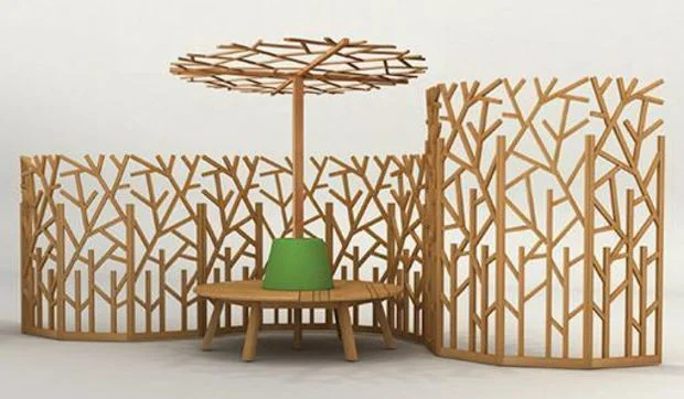 Muebles de madera con diseños orgánicos