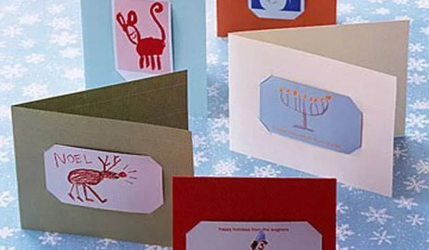 Tarjetas navideñas en un trix