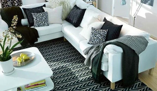 Un salón de tres colores